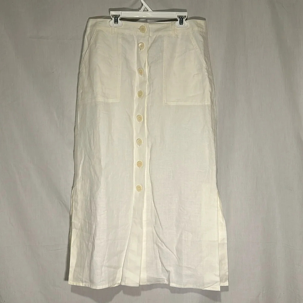 NWT Talbots linen full length button down skirt size 8p